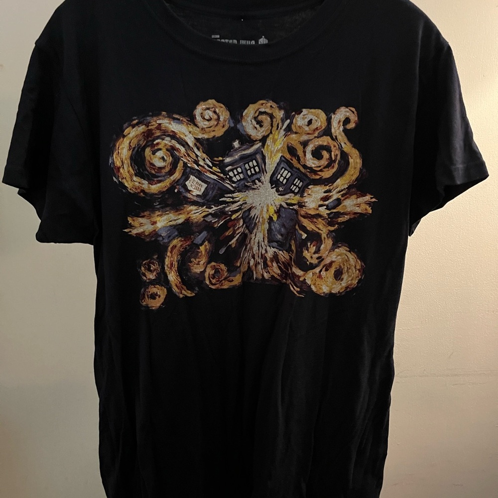 Ripple Junction Black Tee with Fiery Swirl Design